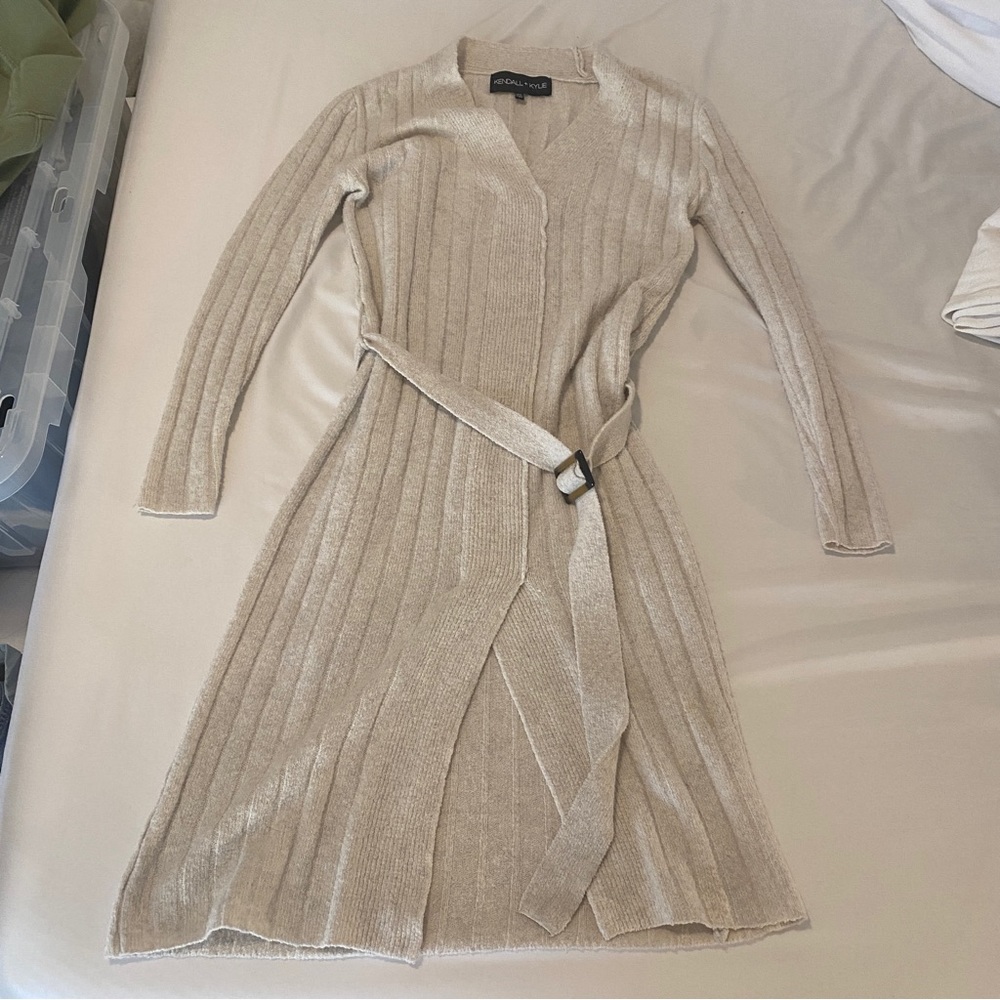 Kendall + Kylie Grey Sweater Wrap Dress